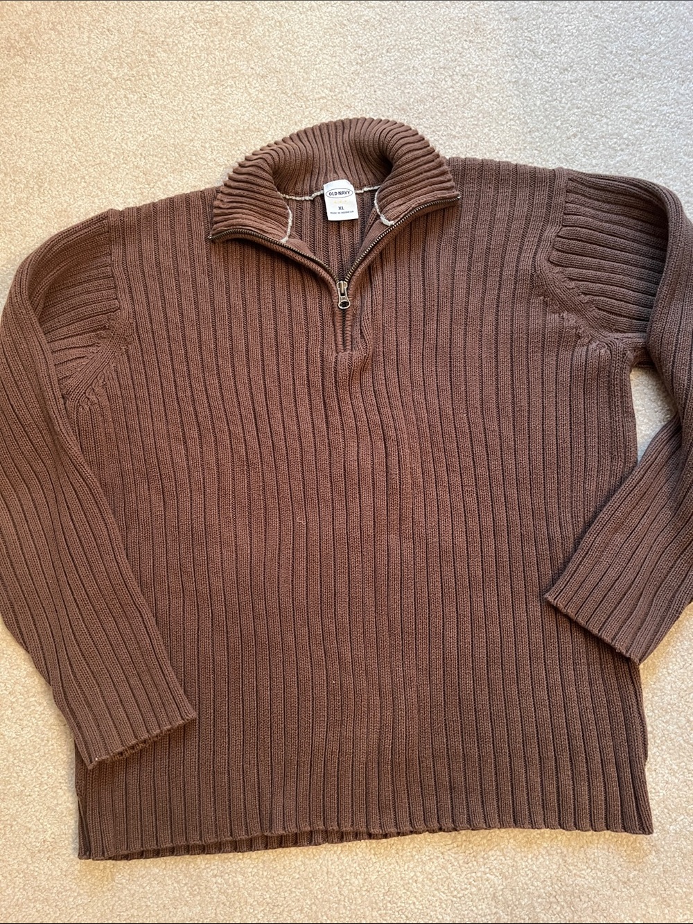 Classic Ribbed Half-Zip Sweater - chocolate Brown